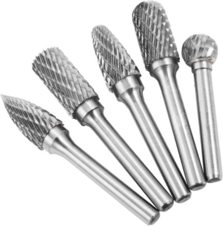 5 Stück 6×10 mm Wolframkarbid-Rotationsfräser mit zwei Schneiden für Holzbearbeitung, Metallpolieren, Gravieren und Bohr...