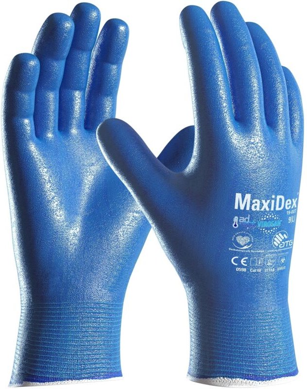 ATG - Hybrid-Handschuhe MaxiDex® (19-007) blau, en 374-K, 2707-09 Gr.09