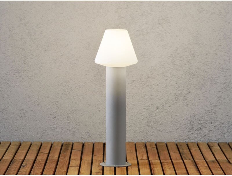 Sockelleuchte / Wegeleuchte BARLETTA, Aluminium grau / Acrylglas opal, E27, IP44