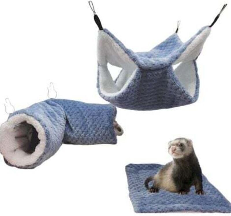 Set mit 3 Hängematten für Ratten und Meerschweinchen, Hängetunnel und Wärmebett, Käfigzubehör für Frettchen, Hamster, Ch...