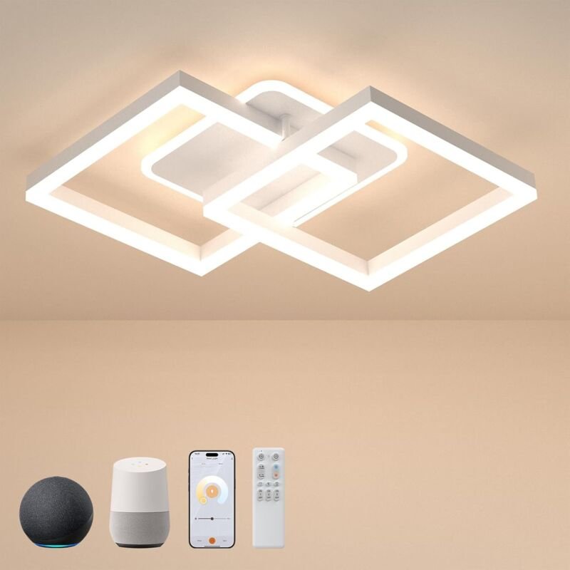 Antenlicht LED Deckenleuchten 40W Wohnzimmerlampe 65cm Deckenlamape mit Alexa Google Assistant Fernbedienung APP Pendell...