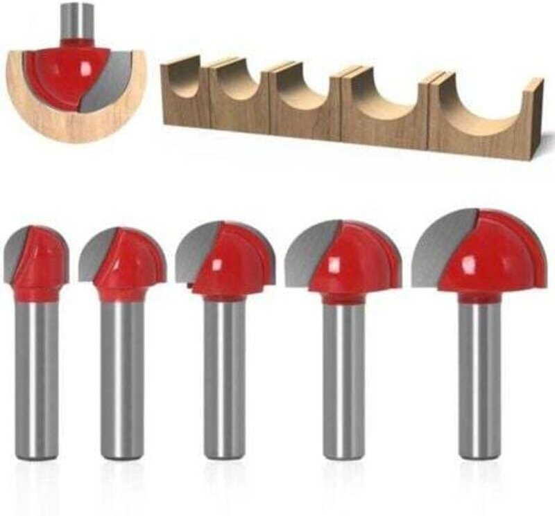 LaBlanc – Holz-Fräser mit rundem Boden, 5 Stück, Fräser, 8 mm Schaft, 12/16/19/22/25,4 mm, Nutfräser, Hartmetallschaft, ...