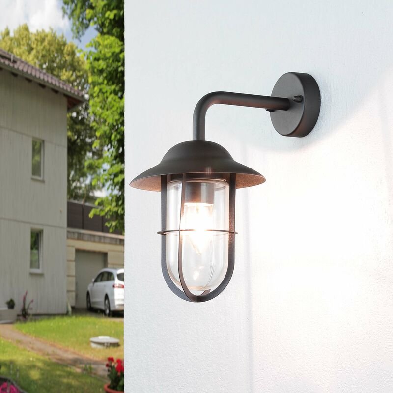 Licht-erlebnisse - Außenleuchte Wand E27 Maritim Metall Glas h: 31 cm IP44 Wandlaterne Haus Wandlampe Garten