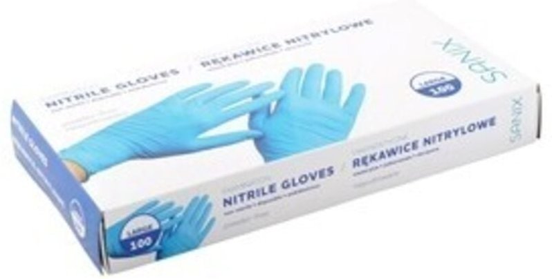 Sanix Puderfreie Nitrilhandschuhe, Größe L, 100 Stück