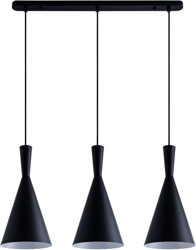 Pendelleuchte Hängelampe Esszimmer Esstischlampe 1,5m Textilkabel KürzbarØ18,5cm Schwarz, 3-flammig - Paco Home