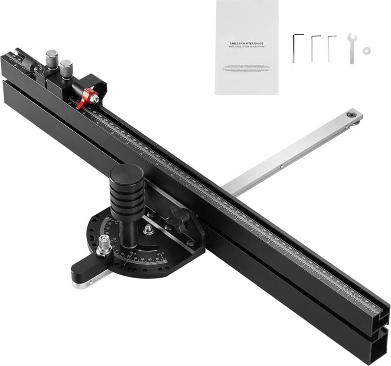 Mophorn Präzisions-Gehrungslehre, Aluminiumlegierung, Standardschlitz 3/4 Zoll x 3/8 Zoll, 24-Zoll-Gitter, 15 Winkelansc...