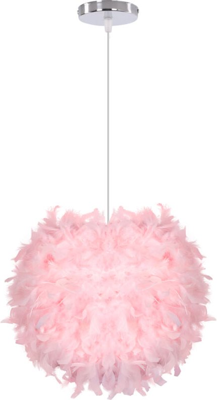 Moderne Pendelleuchte Sphärische Hängelampe Lampenschirm Feder Kronleuchter Rosa