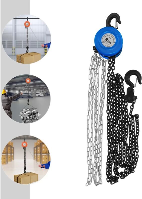2-Tonnen-Handkettenzug, 2,9 m Hubhöhe, für Transportfabriken, Farmen, Garagen, Blau