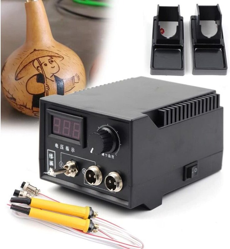 Brandmalerei Set, Pyrographie Machine Lötkolben Set 60 w LCD-Holzbrenner-Set, Temperatur einstellbar mit 19 Pyrographie-...
