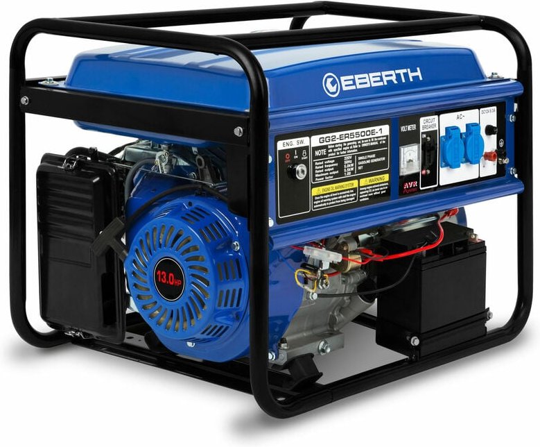 5500 Watt Notstromaggregat Stromerzeuger Stromaggregat mit 13 ps Benzinmotor, 4-Takt, luftgekühlt, 2x 230V, 1x 12V, E-St...
