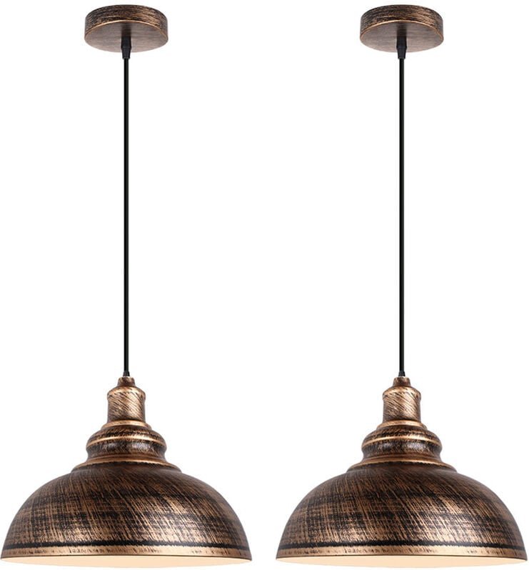 2er Pendelleuchte Vintage Kuppel Hängelampe Industrielle Hängelampe mit Ø29cm Lampenschirm Edison für Loft Bar Wohnzimme...
