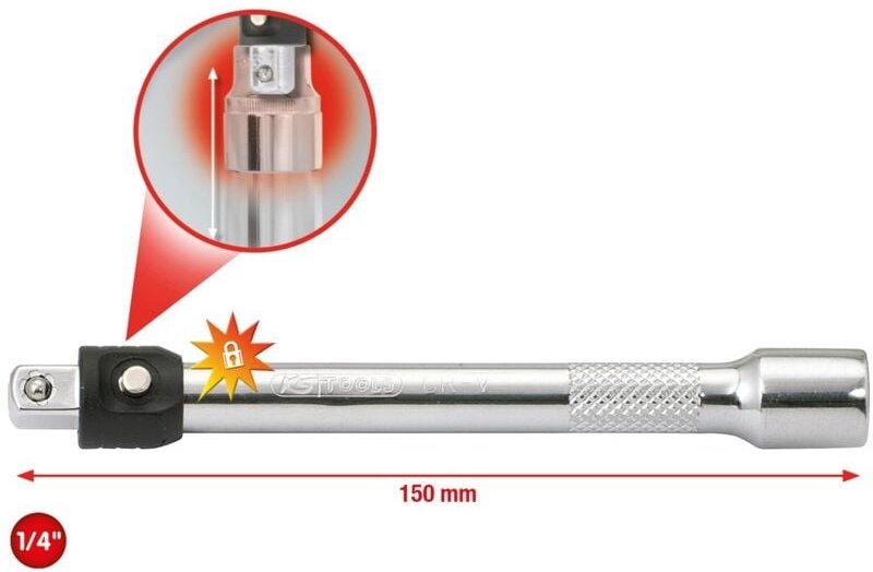 1/4' CHROMEplus Verlängerung mit Verriegelung, 150mm