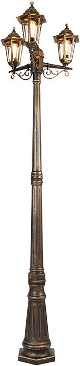 Qazqa - Smarte Outdoor-Laterne Gold 3-flammig inkl. wlan ST64 - New Haven