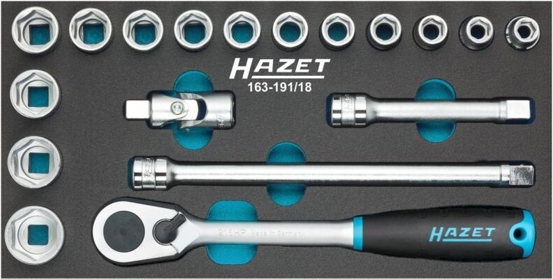 FP - Hazet Steckschlüssel Satz, Vierkant hohl 12,5 mm (1/2), Außen-Sechskant-Tractionsprofil, Anzahl Werkzeuge: 18, Art....