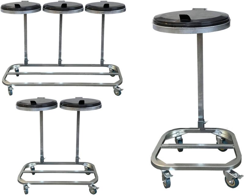 Müllsackständer mit Deckel und 4 Rollen 1 - 2 - 3 Fach Metall Müllsackhalter 120 Liter Stabiler Müllsack Ständer - Verzi...