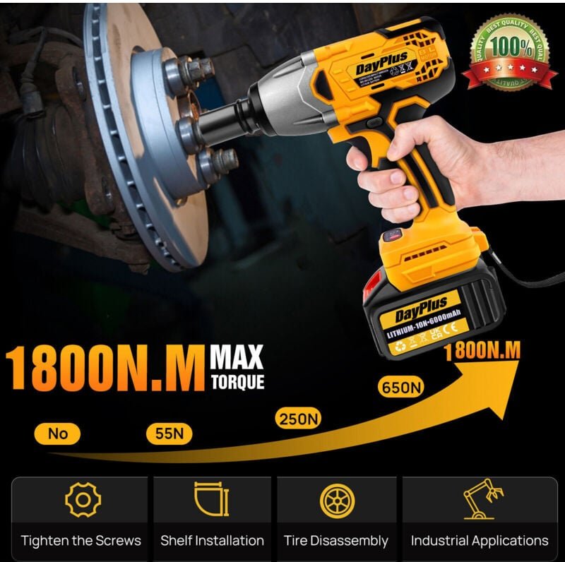 Dayplus - 1800Nm Akku Schlagschrauber Elektrischer Kfz Drehschlagschrauber Reifenwechse de