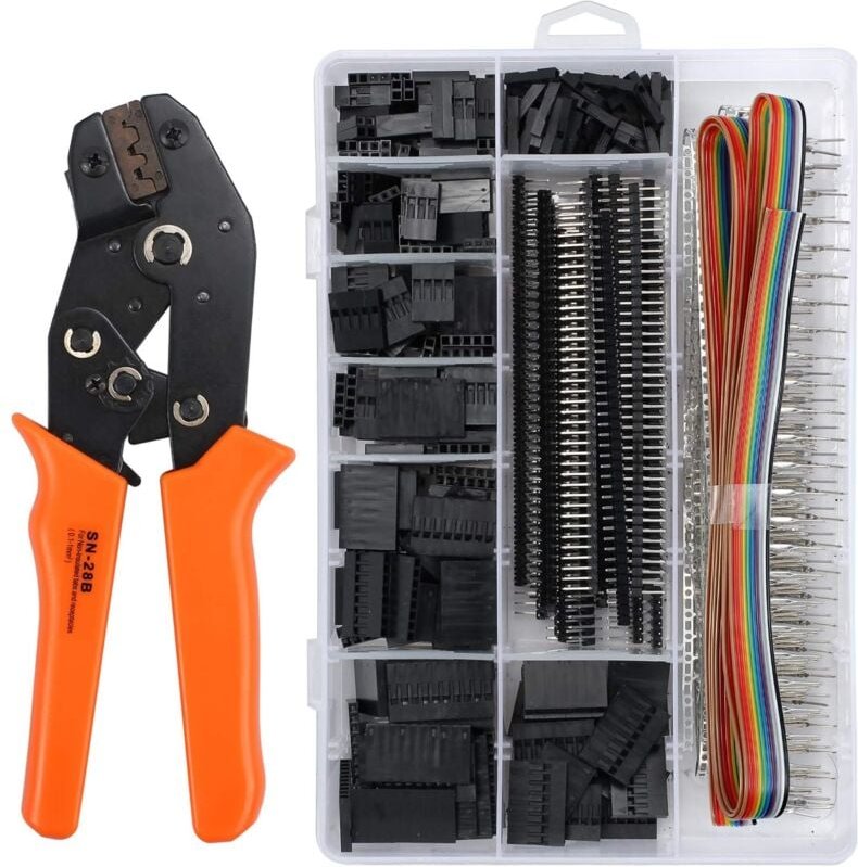 Dupont-Crimpzangen-Crimpwerkzeug-Set mit 1550 Stück Dupont-Stecker/Buchse, isolierter modularer Ratschenstecker, 2,54 mm...