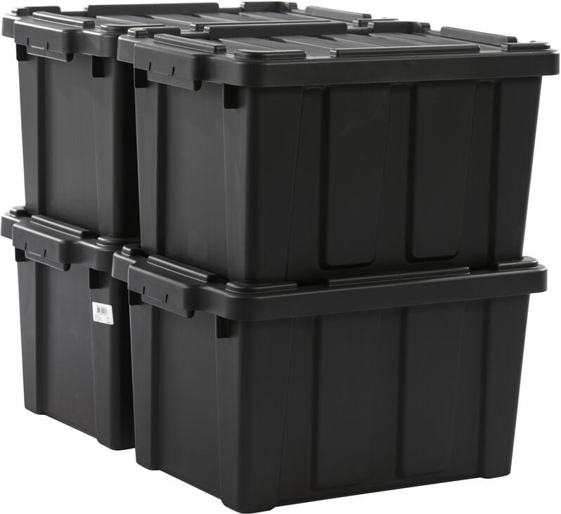 Heavy Duty Organisation Boxes, 21L, 4er-Set, Rot, Kompakt, Robust, Stapelbar, Aufbewahrungsbox, Für Garage, Regale, Umzu...