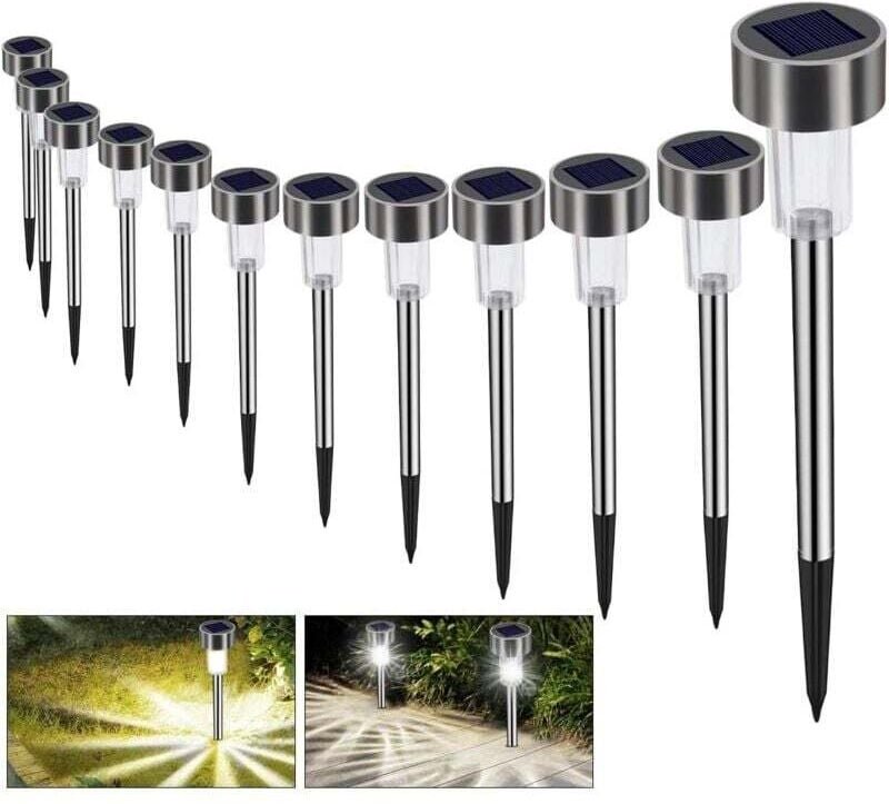 Solar-Gartenleuchte, Bodenlampe für den Außenbereich, 12er-Pack, wasserdichte Gartenleuchten, kabellose LED-Lampe, Dekor...
