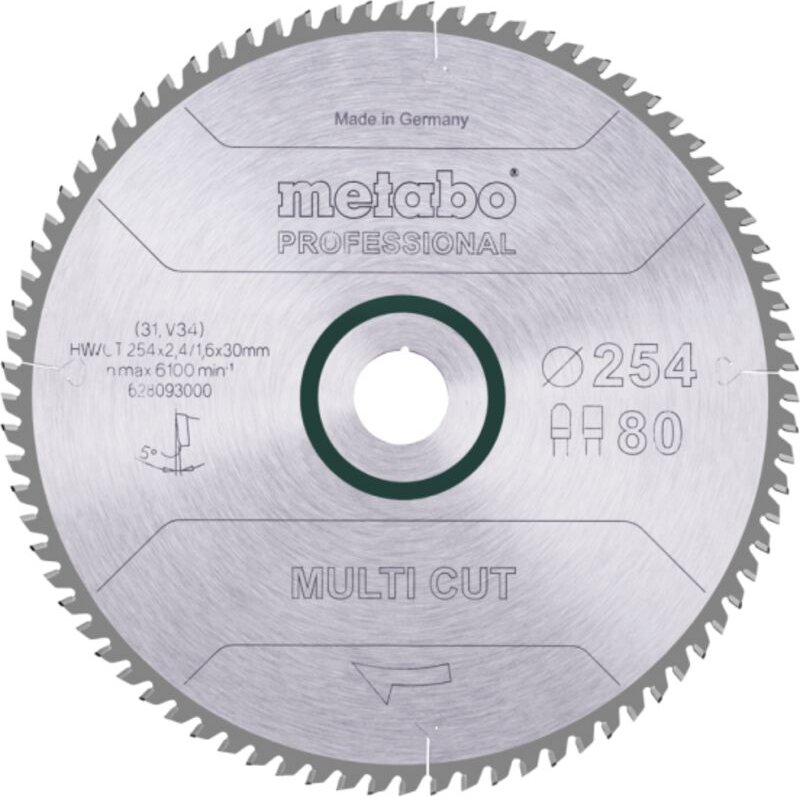 Sägeblatt Metabo multi cut professional 254x30, Z80 fz/tz, 5Grad