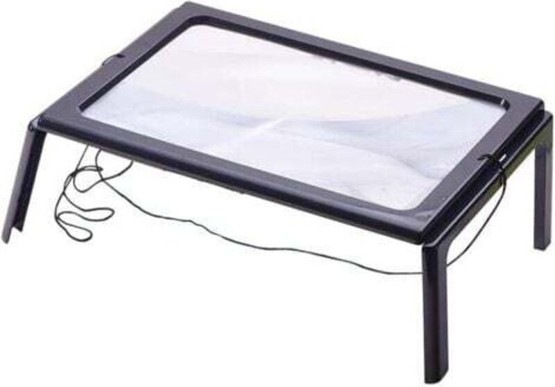 Leselupe mit 4 LED-Leuchten, 3-fache Vergrößerung, rechteckige A4-Lupe mit Vergrößerungslampe auf Ständer