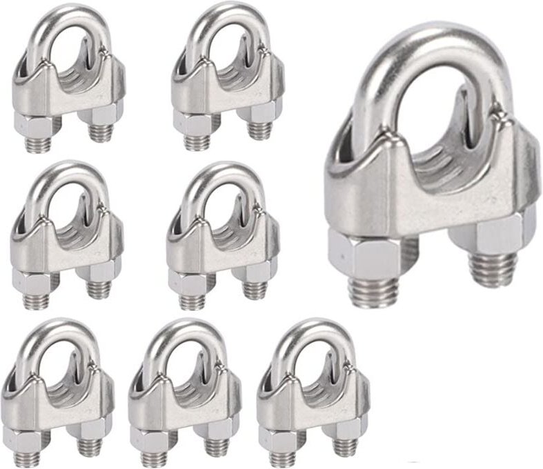 M8 Kabelbinder, U-Clip, Bolzen, Kabelklemme, 304 Edelstahl, Kabelklemme, Sattel, Drahtseilklemmen für Outdoor-Wäschestän...