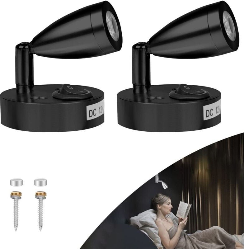 2x 3W 12V Lampe 12v Camping Auto, LED Leselampe für Boot Caravan Auto, mit eigenem Schalter, Warmweißes Licht, 3000K, 22...