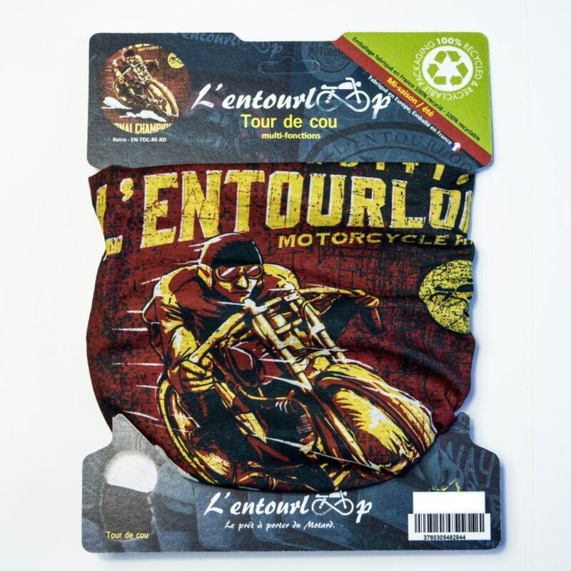 Motorrad-Halstuch l'entourloop motorcycle retro rot 100%