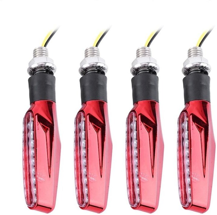 4x Universal Motorrad 9 LED Blinkerleuchte Gelb Rot.