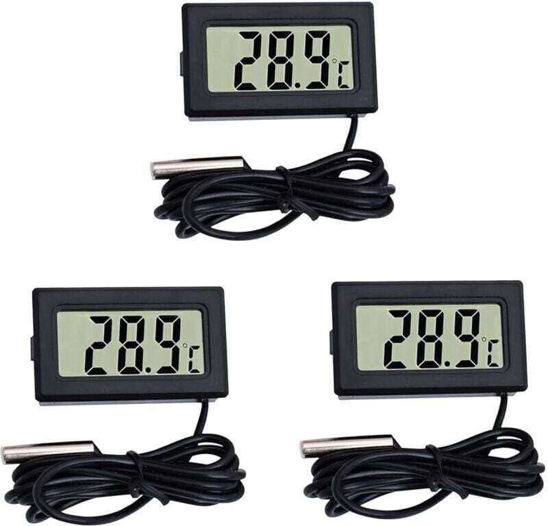 Meter langes schwarzes Thermometer, Mini-Digital-LCD-Thermometer-Temperaturmonitor mit externer Sonde für