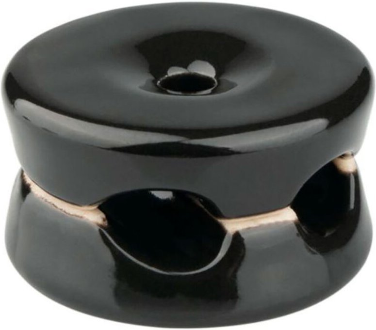 Doppelte Rändelringe aus schwarzer Porzellan, 5 Stück ø32 x 18,6 mm