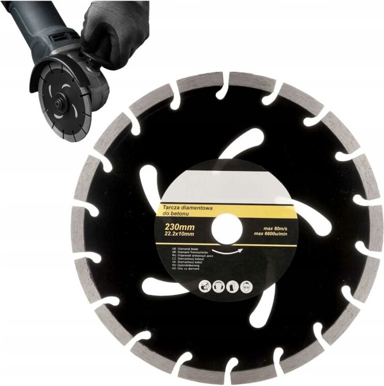 Segmentierte Diamantklinge für Beton, 230 mm, zum Schneiden von Marmor, Ziegeln und Fliesen