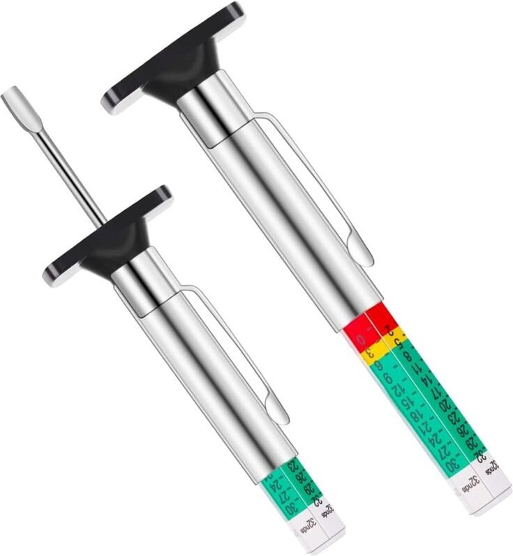 Csparkv - 25 mm/32 mm, 2 Stück) Profiltiefenmesser, intelligenter farbcodierter Reifentiefenmesser, metrische farbcodier...