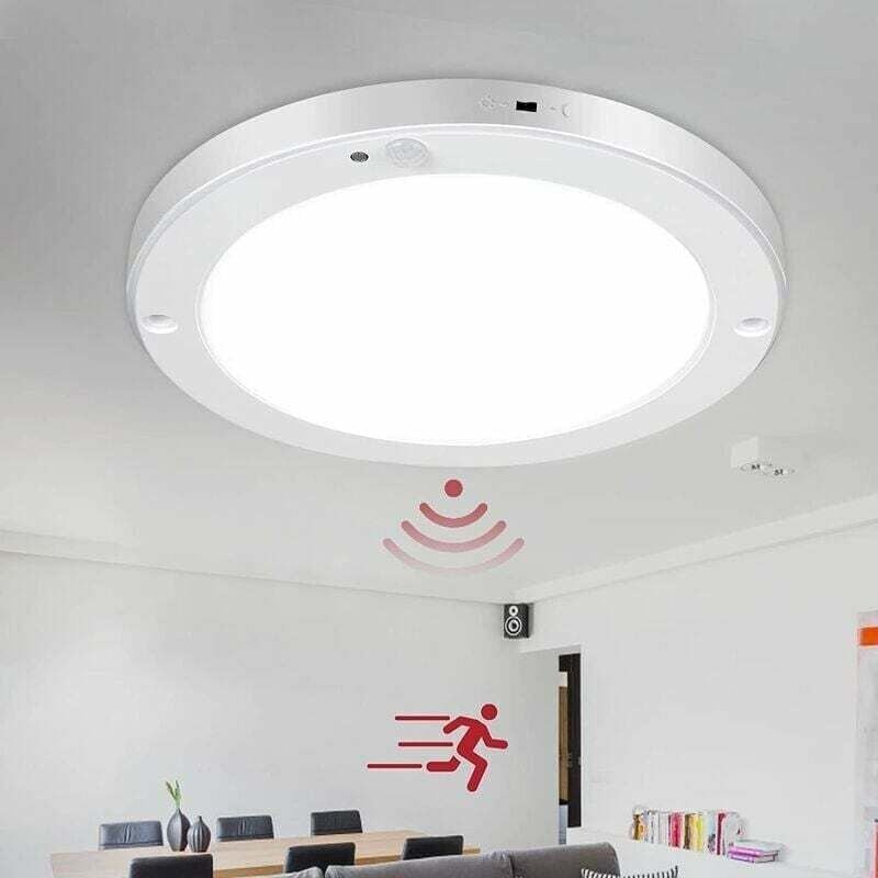 LED-Deckenleuchte, Deckenleuchte mit Bewegungsmelder, 18 W, 1200 lm, 4000 K, Weiß, 22 cm, 2 Modi (Immer-Ein-Modus/Sensor...