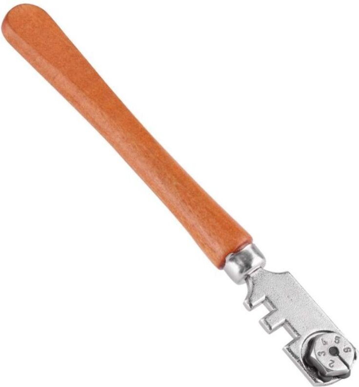 Professioneller 130-mm-Sechsrad-Glasschneider – Handwerkliches Schneideset mit Holzgriff