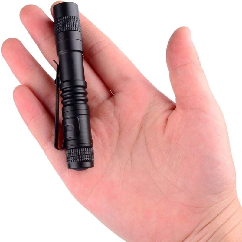 Ersandy - LED-Stift-Mini-Taschenlampe, superkleiner, wasserdichter Taschenclip, angetrieben durch AAA-Batterie (nicht im...
