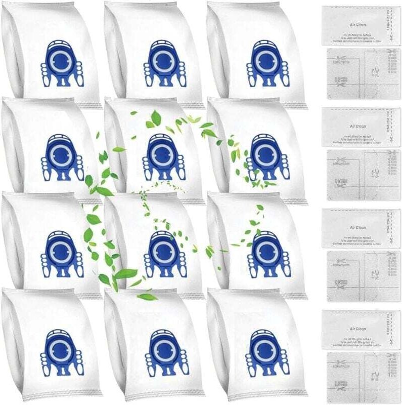 12 Staubbeutel, 4 Motorschutzfilter und 4 Abluftfilter für Miele Staubsauger gn 3D Classic C1 Complete C2 C3, S2000, S50...