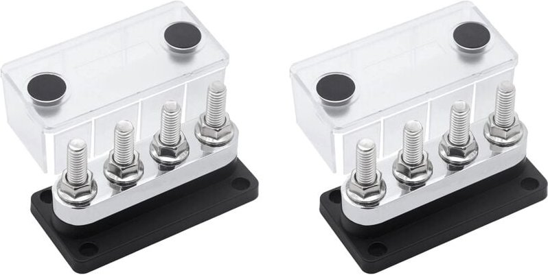 2X 600A Sammelschiene 4-Bolzen (3/8 ) M10 Hochstrom-Kupfer-Sammelschienen-Anschlussblock Marine DC 12V 24V 48V mit Abdec...