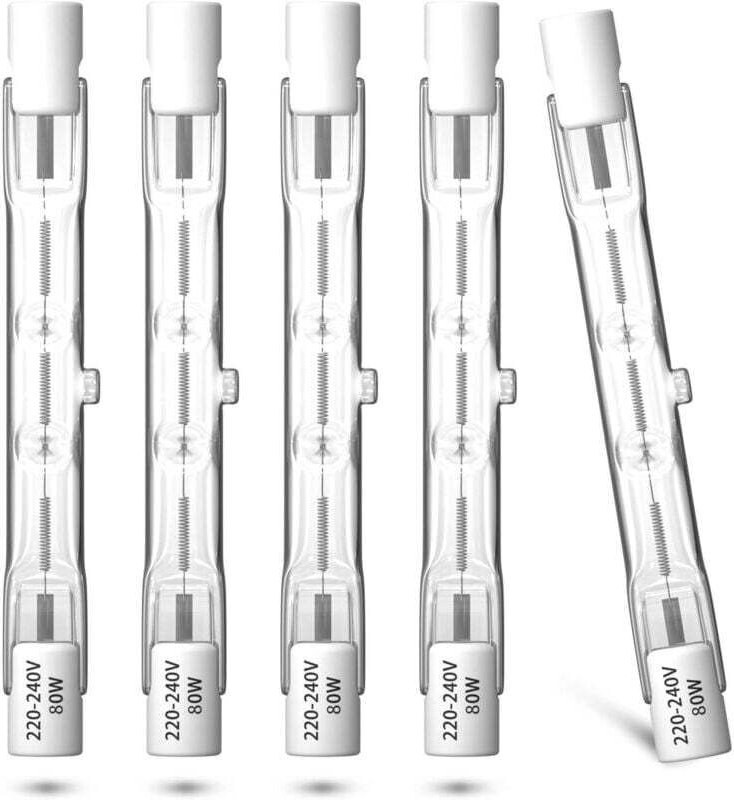 XVX - LaBlanc 5 x Eco-Halogenlampen R7s, 78 mm, 80 w, 230 v, Warmweiß 2800 k, dimmbar, doppelseitig, Typ j, für Straßen-...