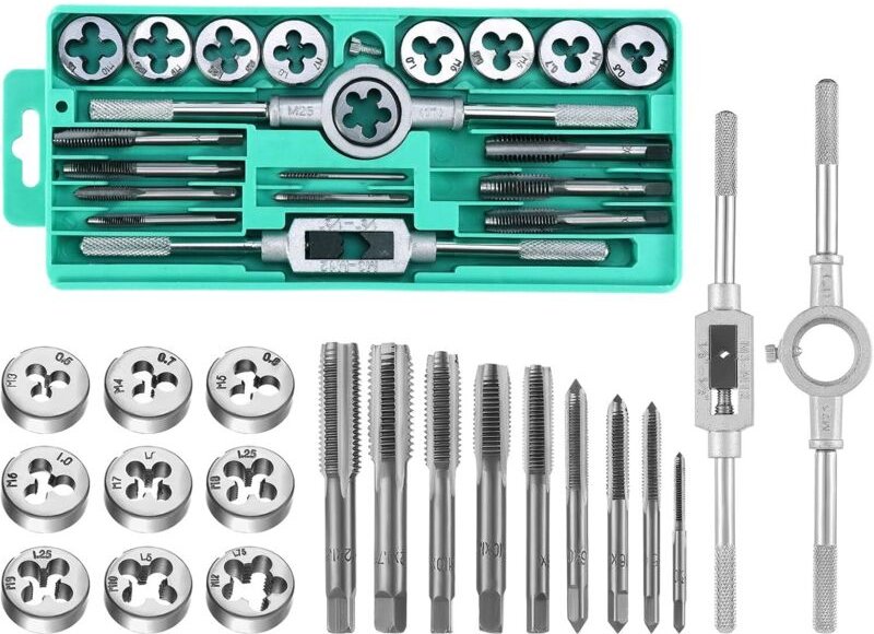 20-teiliges Gewindebohrer- und Schneideisen-Set M3-M12, Gewindebohrer- und Schneideisen-Set, Gewindeschneidwerkzeug-Set,...