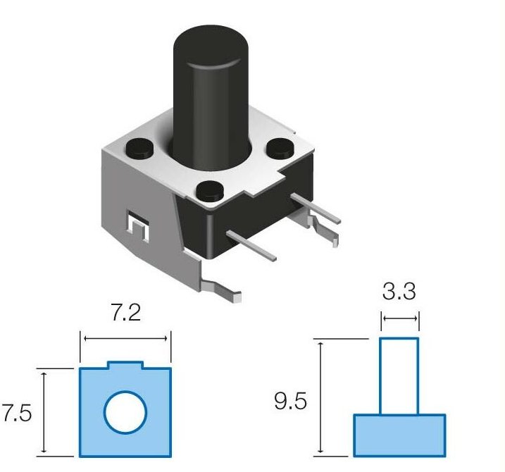 Taster Touch 7,5x7,2mm Gesamthöhe 9,5mm