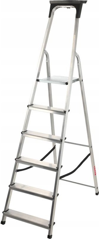 Kadax - Aluminiumleiter, Stehleiter bis zu 125 kg, Stufenleiter, 6 Stufen