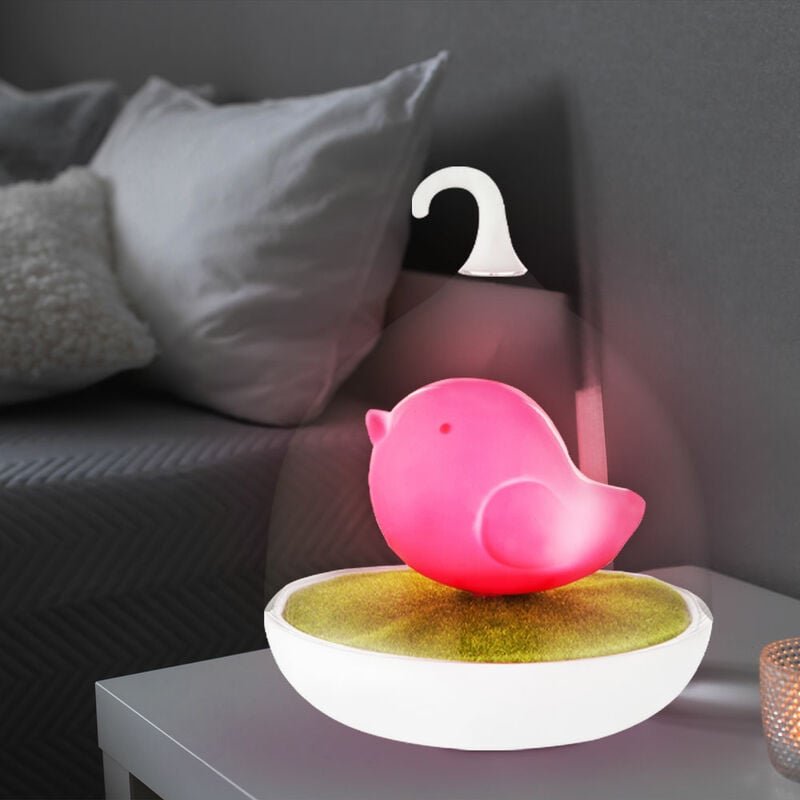 Tischlampe Kinderleuchte LED Dekolampe Akkuleuchte Touchdimmer Nachtlicht Sensor Kinderzimmerlampe, Vogel Design pink, D...