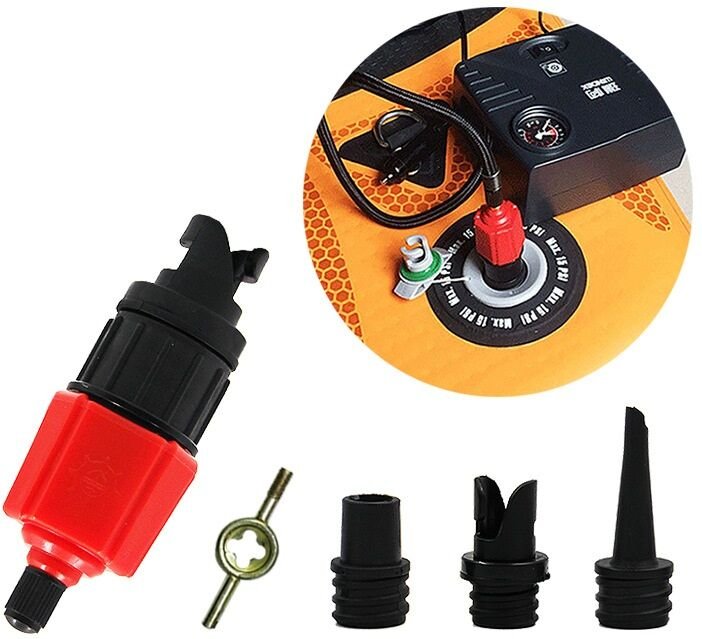 Aufblasbare Kajakpumpe, SUP-Luft-Inflator-Ventiladapter und Gasspitze 4 Stück für aufblasbare Strukturen