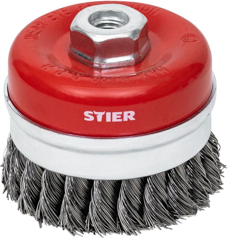 Topfbürste Stahl, gezopfter Draht, für Winkelschleifer, ø 80 mm, M14, Drahtstärke 0,5 mm, Drahtbürste-flex, Winkelschlei...