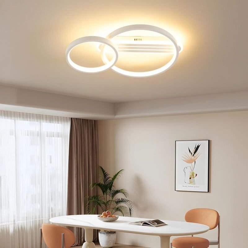 Amdelne LED Deckenleuchte 50cm,DIY Schwenkbare,36W Dimmbar,2-Ringen Design,Deckenlampe mit Fernbedienung,Nachtlicht Memo...