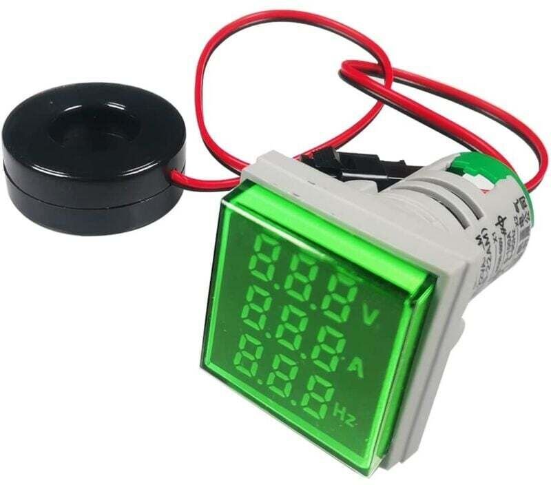 Vtizikl 22mm Testeur de Tension de Courant Alternatif, AC 50-500V/0-100A/0-99 Hz Voltmètre Ampèremètre Fréquencemètre av...