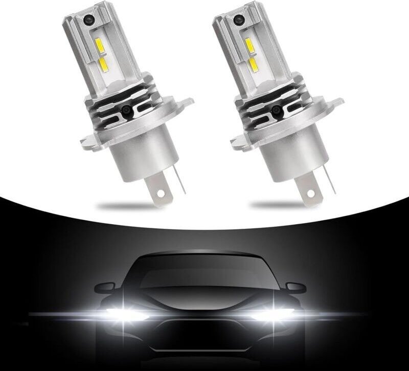 2 Stück H4 LED-Lampen, 6500 K Weiß, 60 W, extrem hell, Plug-and-Play, 12 V-Scheinwerfer für Auto und Motorrad