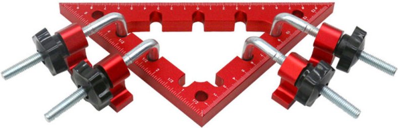 Squadre di posizionamento ad angolo retto 45/90° in lega di alluminio, 150 x 150 mm, per la lavorazione del legno.