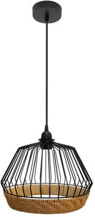 FABRILAMP Hängeleuchte de Decke Hugo 1xe27 Schwarz/natur 25d